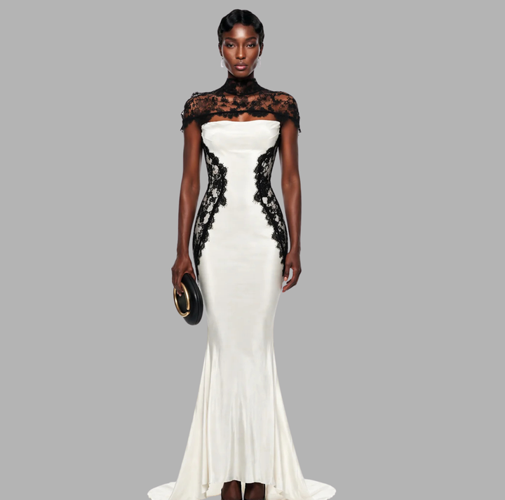 LACE PANEL MAXI DRESS & CAPE
